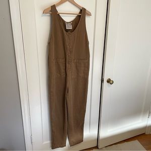 Button Front Jumper in Coyote - L